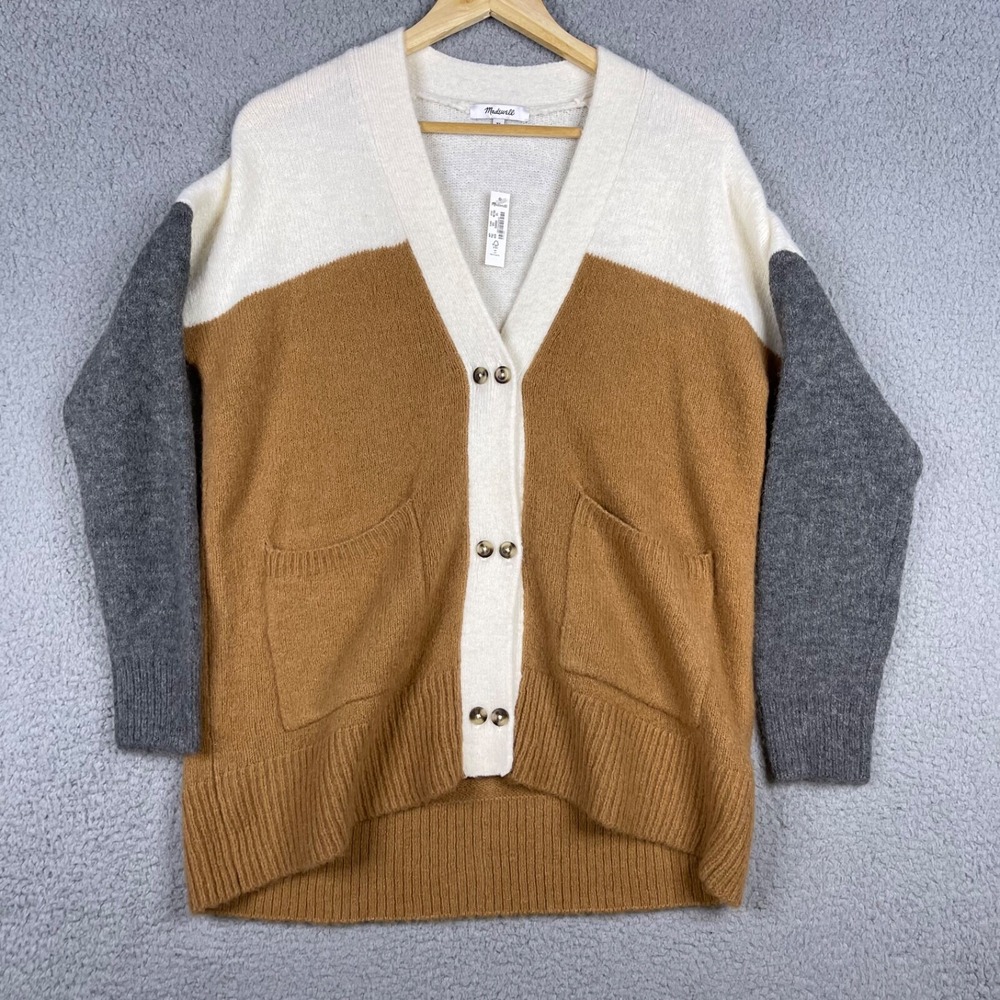 Madewell Sweater Womens XS Allston Double-Button‎ Cardigan in Colorblock Alpaca